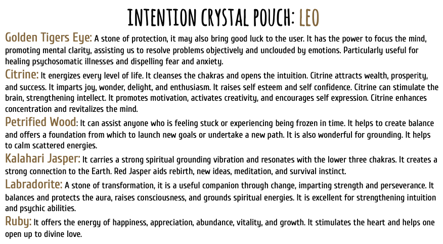 Intention Crystal Pouch - Leo - Tree Of Life Shoppe