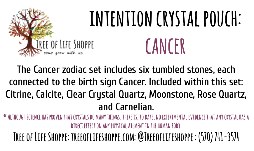 Intention Crystal Pouch - Cancer - Tree Of Life Shoppe