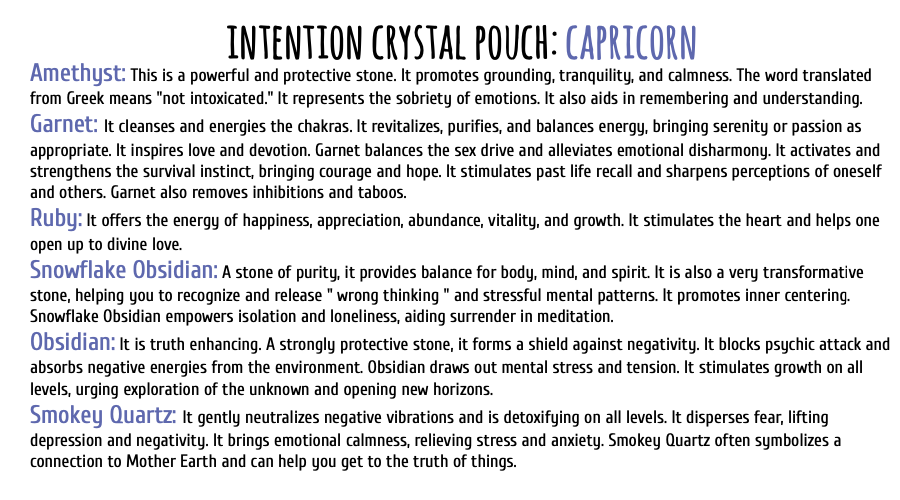 Intention Crystal Pouch - Capricorn - Tree Of Life Shoppe