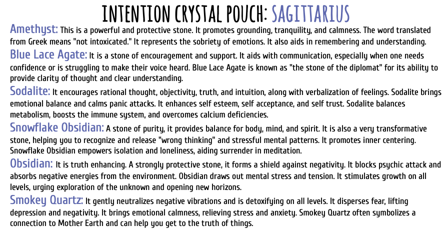 Intention Crystal Pouch - Sagittarius - Tree Of Life Shoppe