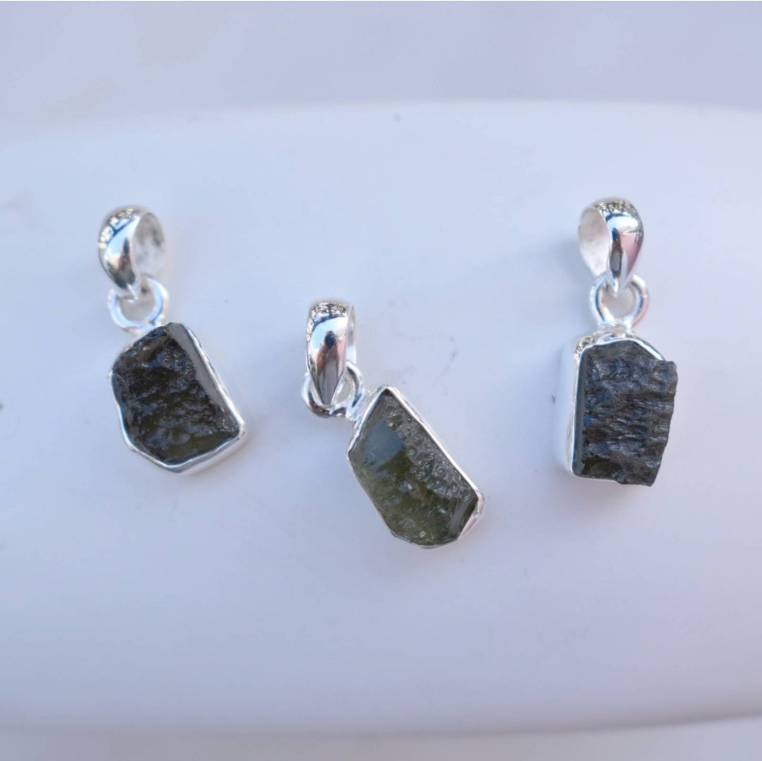 Moldavite Pendants (925 Sterling Silver)
