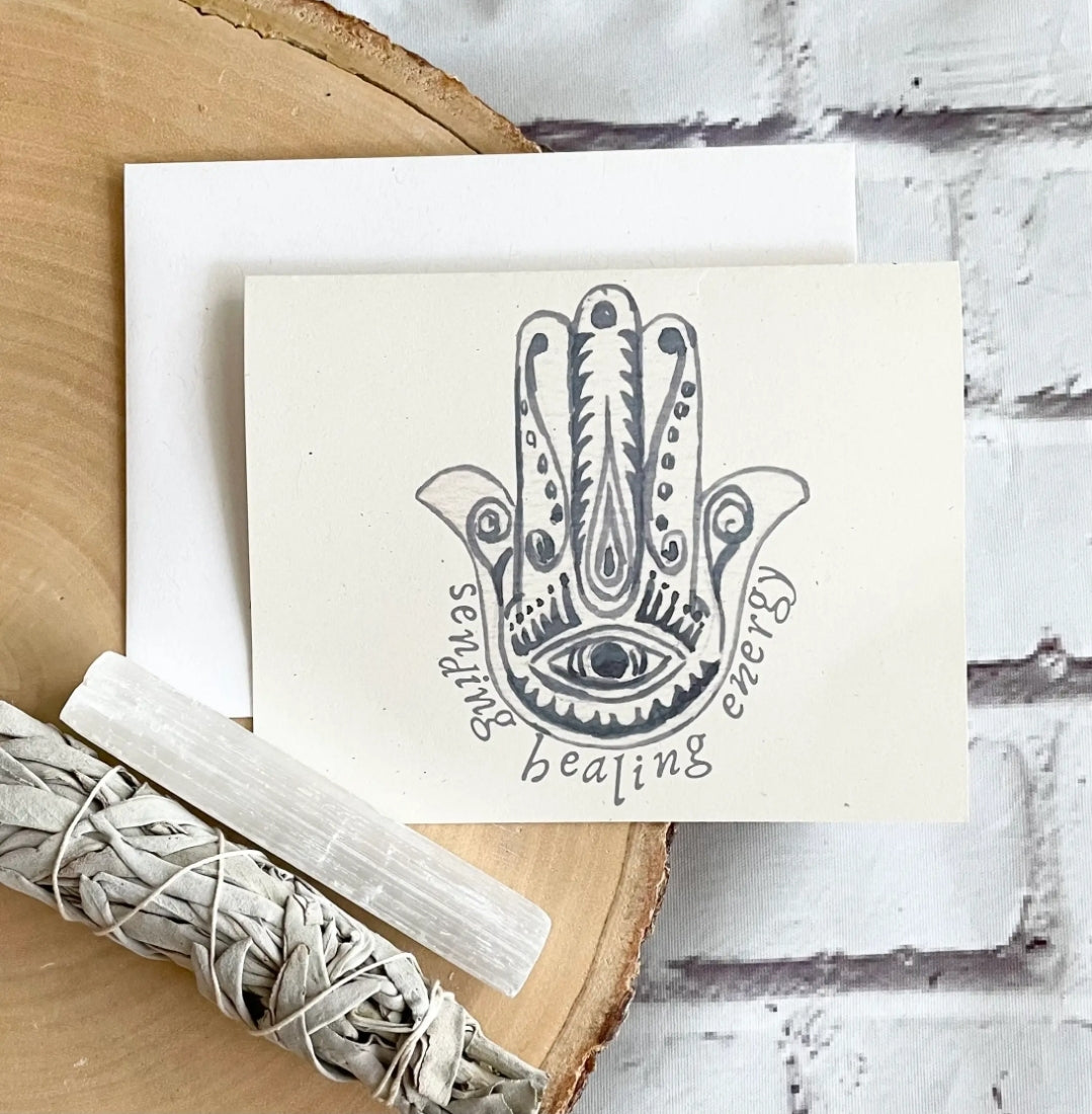 Hamsa Sending Healing Energy Card