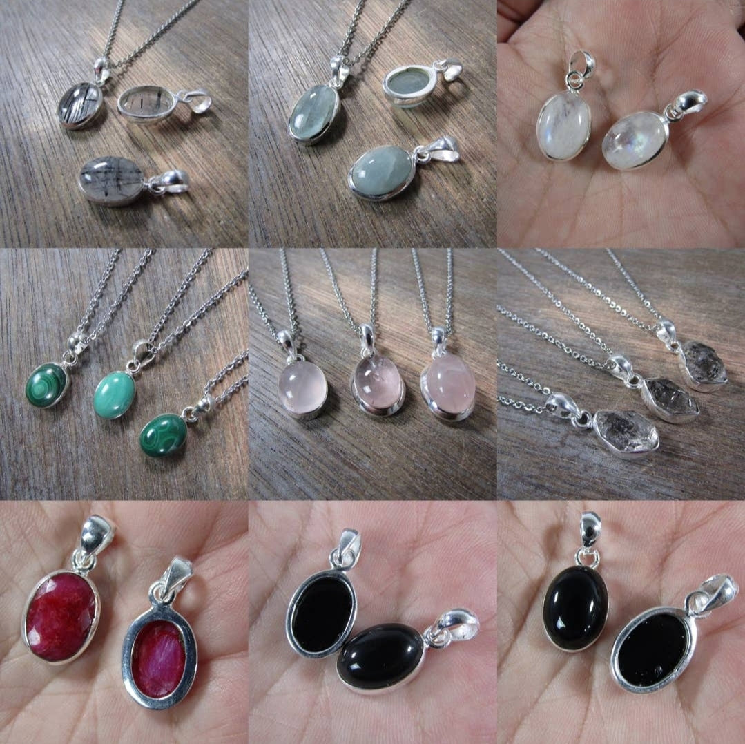 Sterling Silver Gemstone Pendants - Various