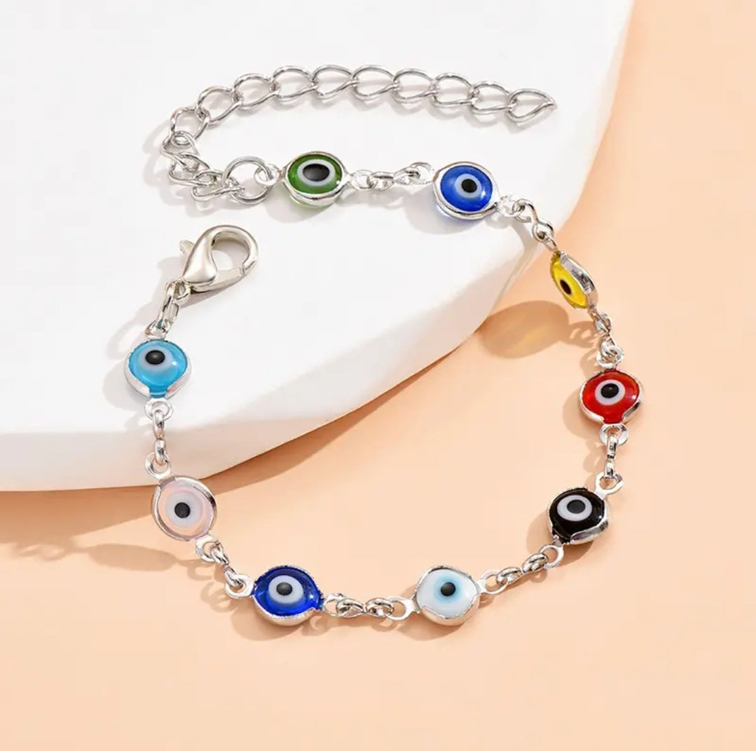 Colorful Glass Evil Eye Bracelet