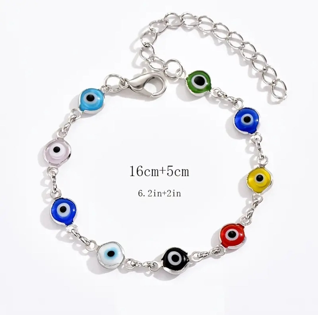 Colorful Glass Evil Eye Bracelet