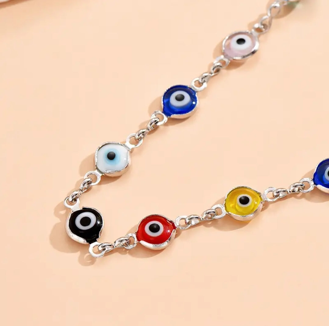 Colorful Glass Evil Eye Bracelet