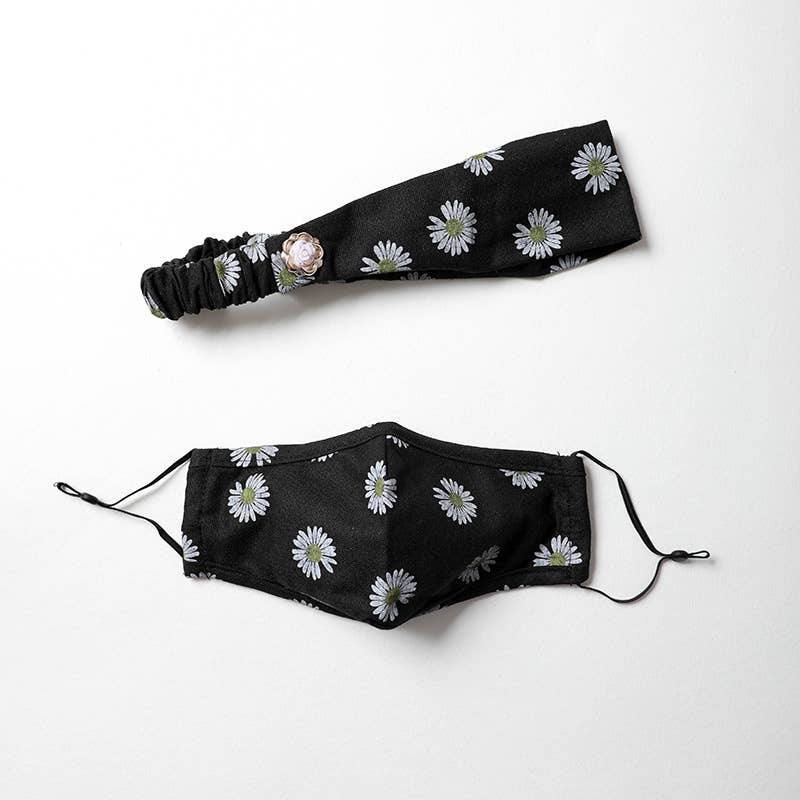 Floral Bandana Print Headband and Face Mask Set - Tree Of Life Shoppe