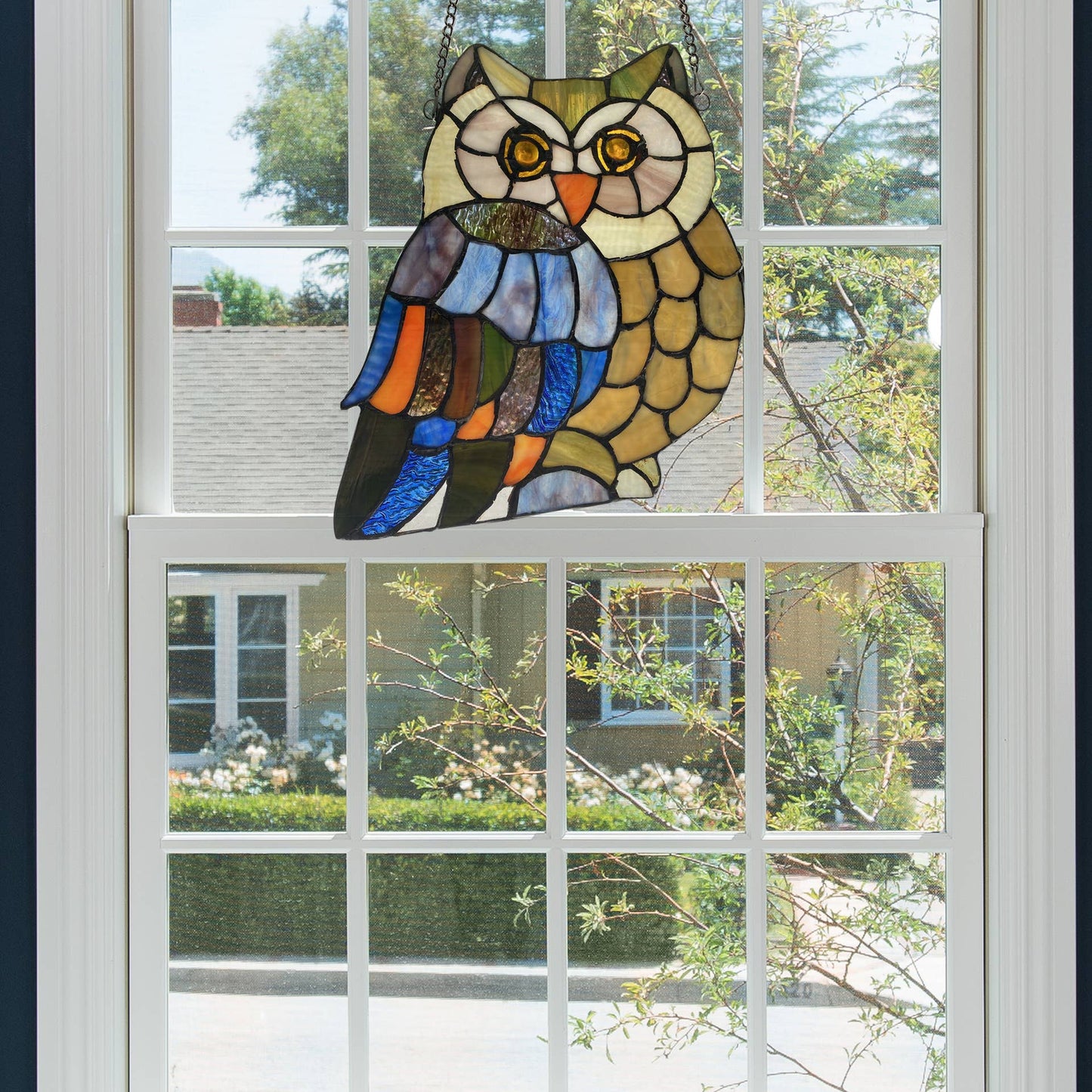 Mia the Owl Multicolor Stainglass Window