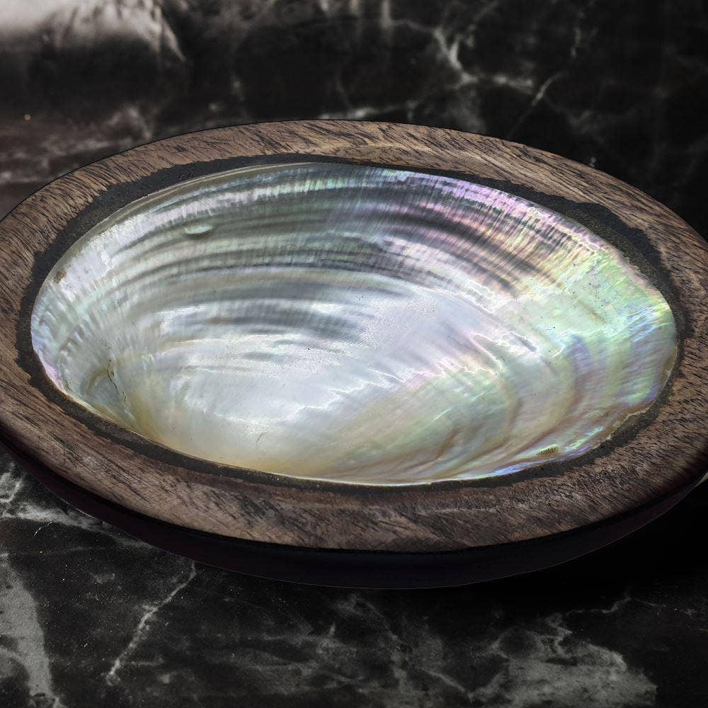 Sono Wood with Capiz Inlay Oval Bowl
