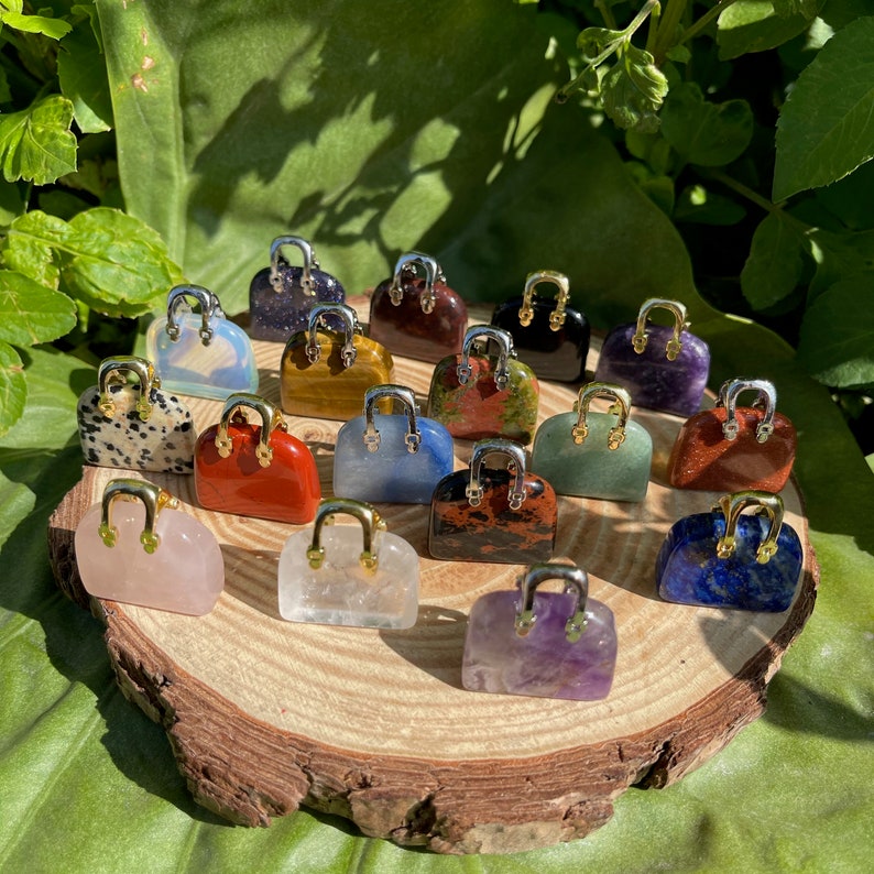 Gemstone Carved Purse / Handbag Pendents - Various
