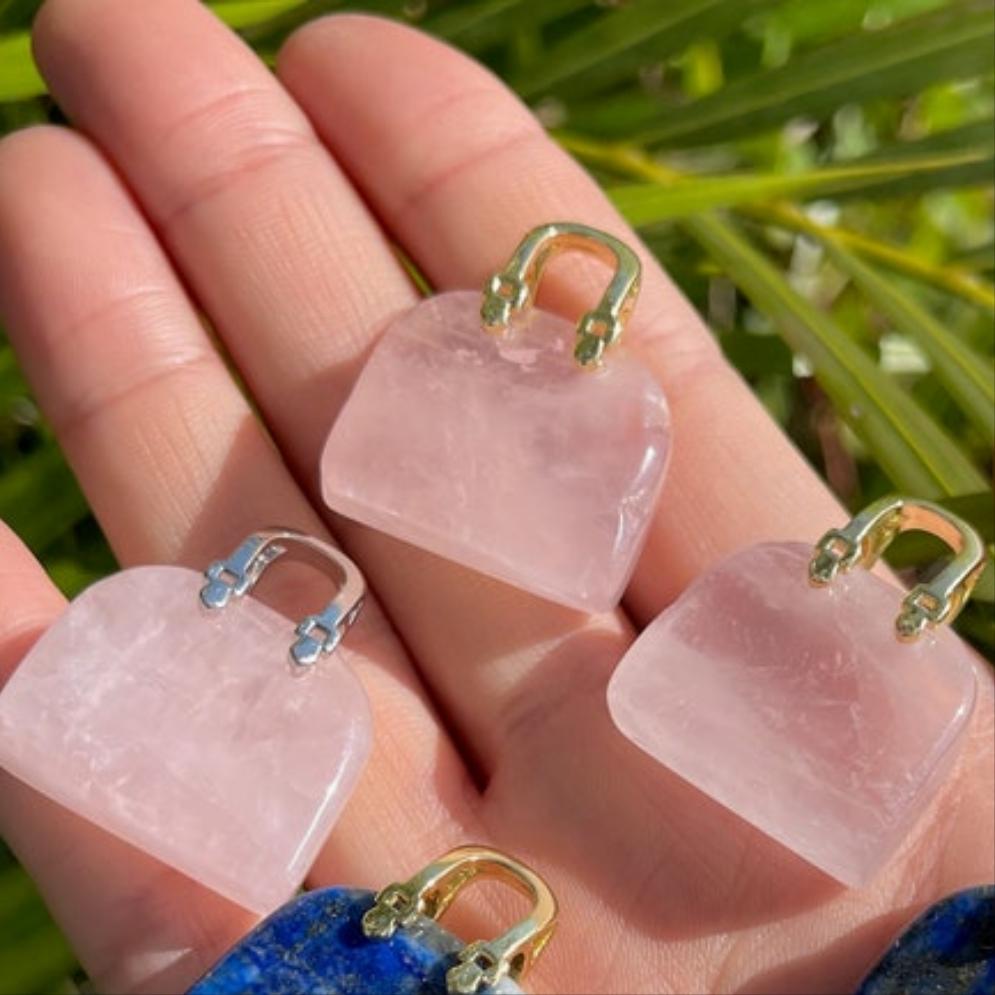 Gemstone Carved Purse / Handbag Pendents - Various