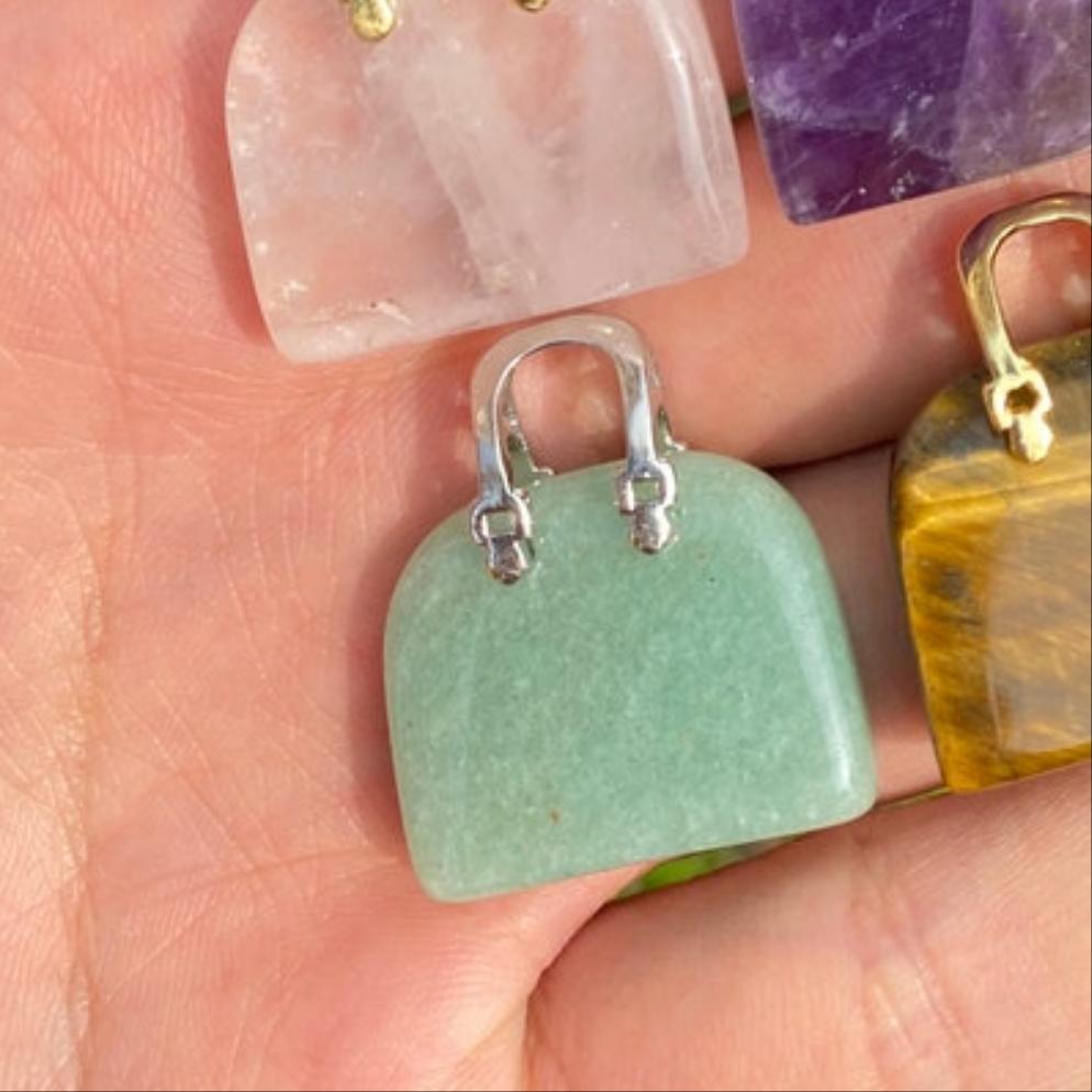 Gemstone Carved Purse / Handbag Pendents - Various
