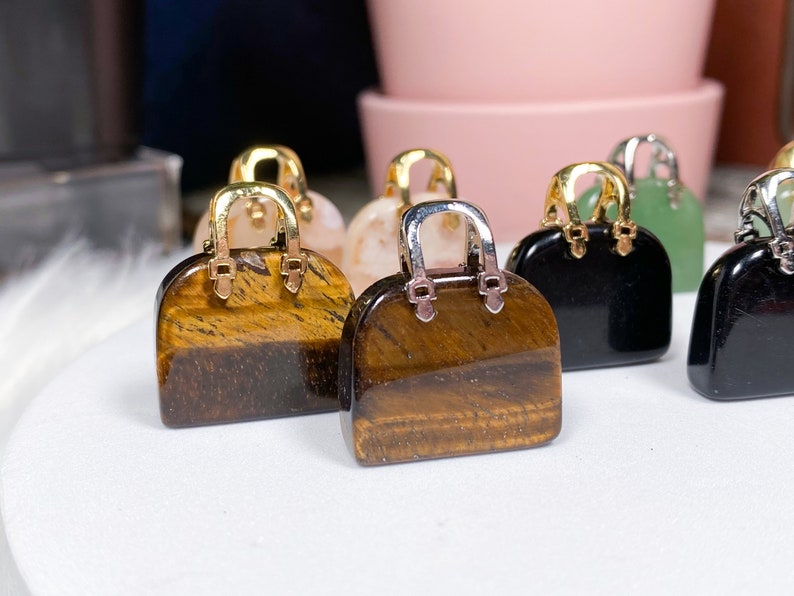 Gemstone Carved Purse / Handbag Pendents - Various