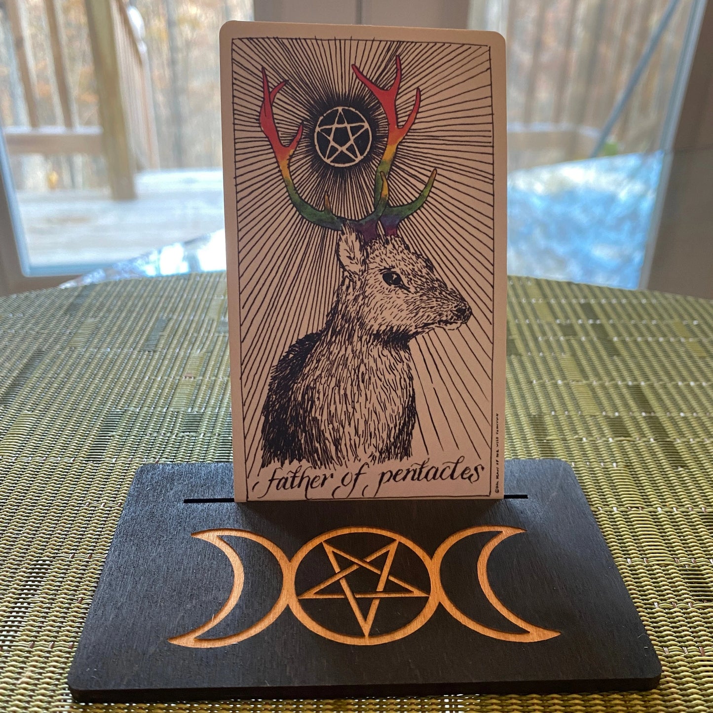 Triple Moon Pentagram Tarot / Oracle Card Stand