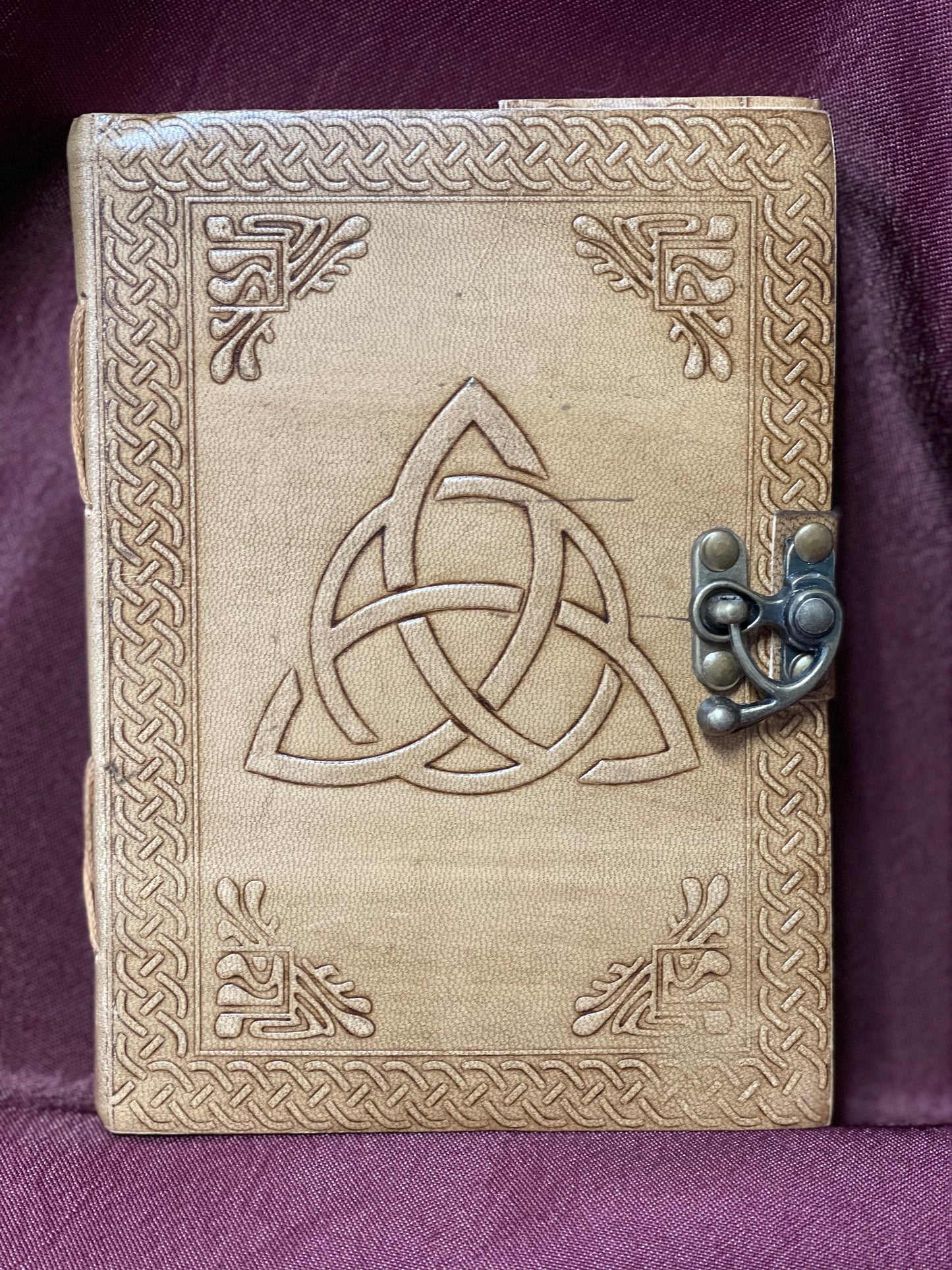 Triquetra Blonde Leather Journal with Latch 5 x 7 192 Pages