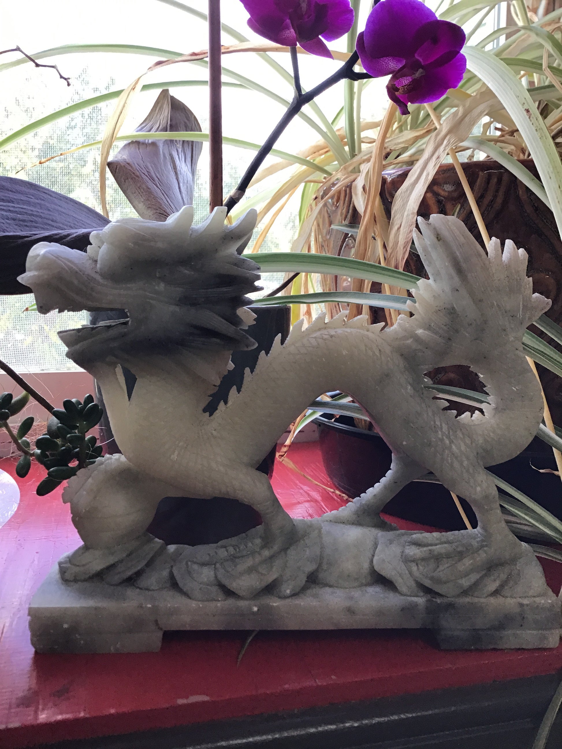 Vintage Carved Marble Asian Dragon - Tree Of Life Shoppe