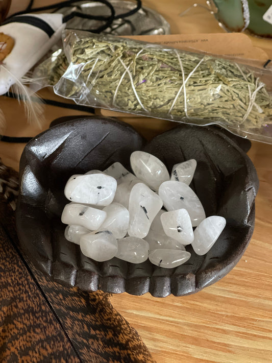 Black Tourmaline in Quartz - Tumbled - Tree Of Life Shoppe
