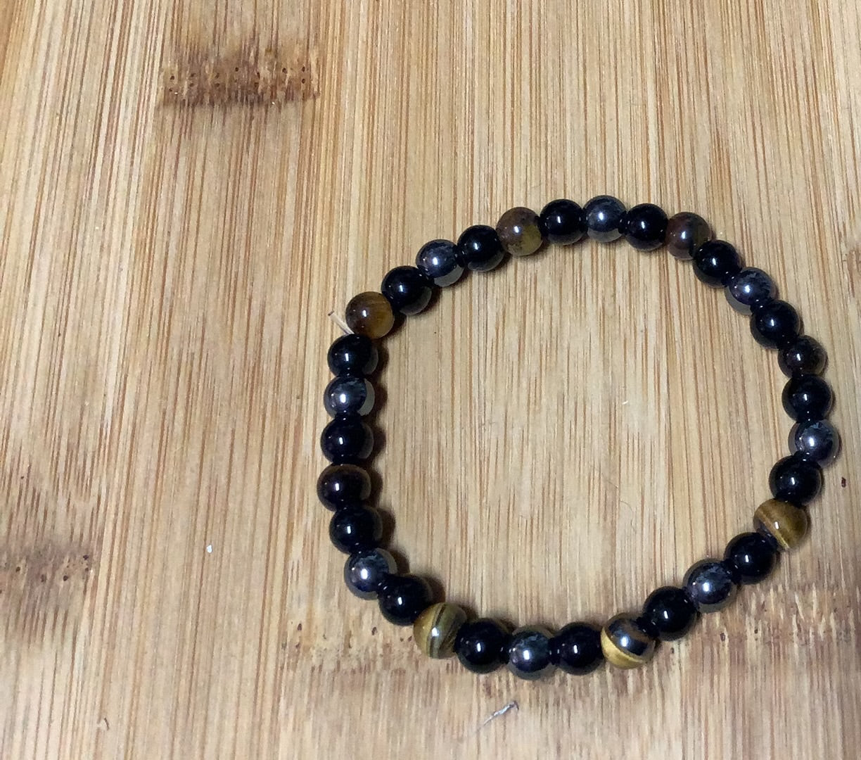 Obsidian, Hematite, & Gold Tigers Eye 8 mm