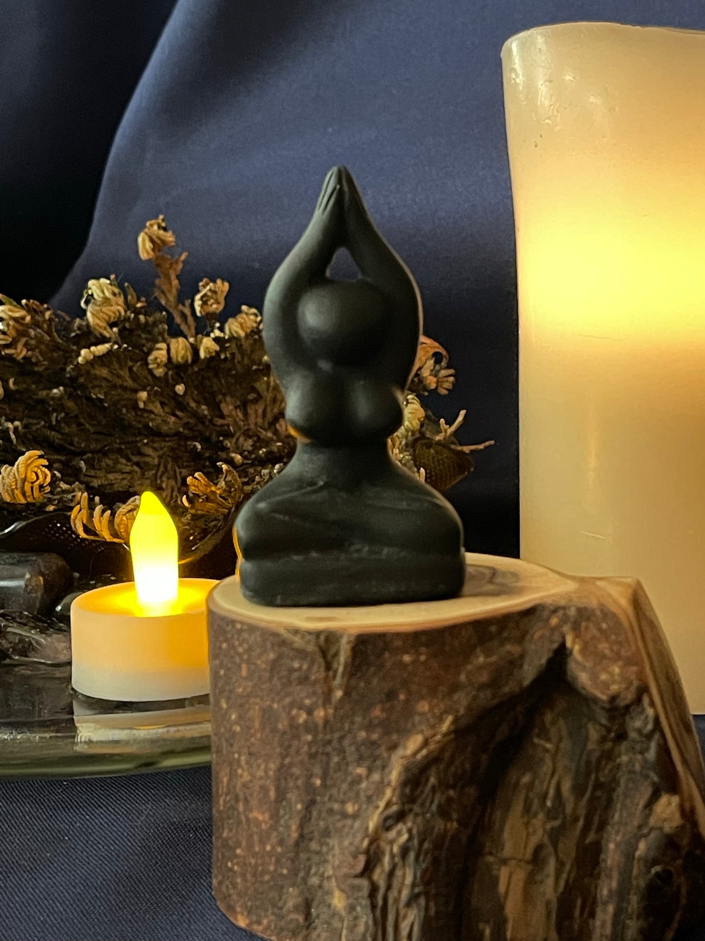 Carved Obsidian, Matte Finish, Goddess Statue