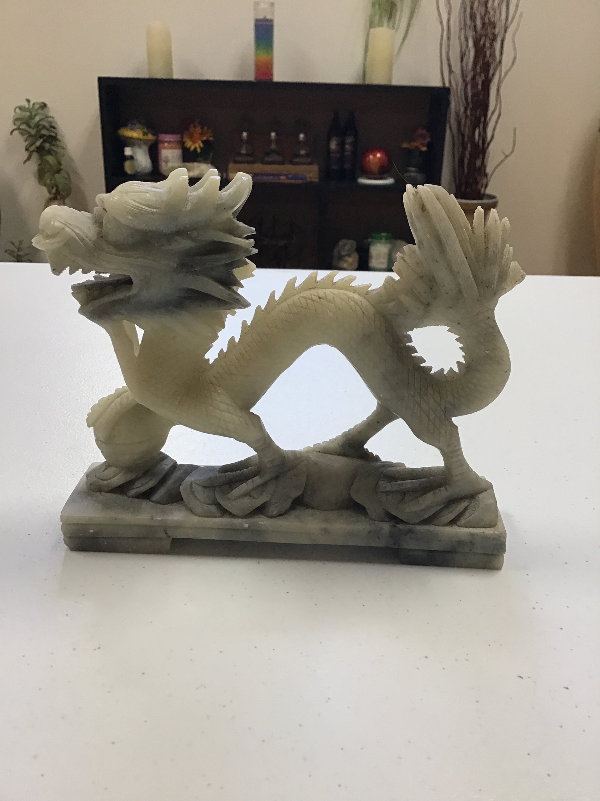 Vintage Carved Marble Asian Dragon - Tree Of Life Shoppe