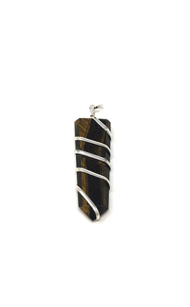 Flat Stone Wire Wrapped Gemstone Pendants - Various