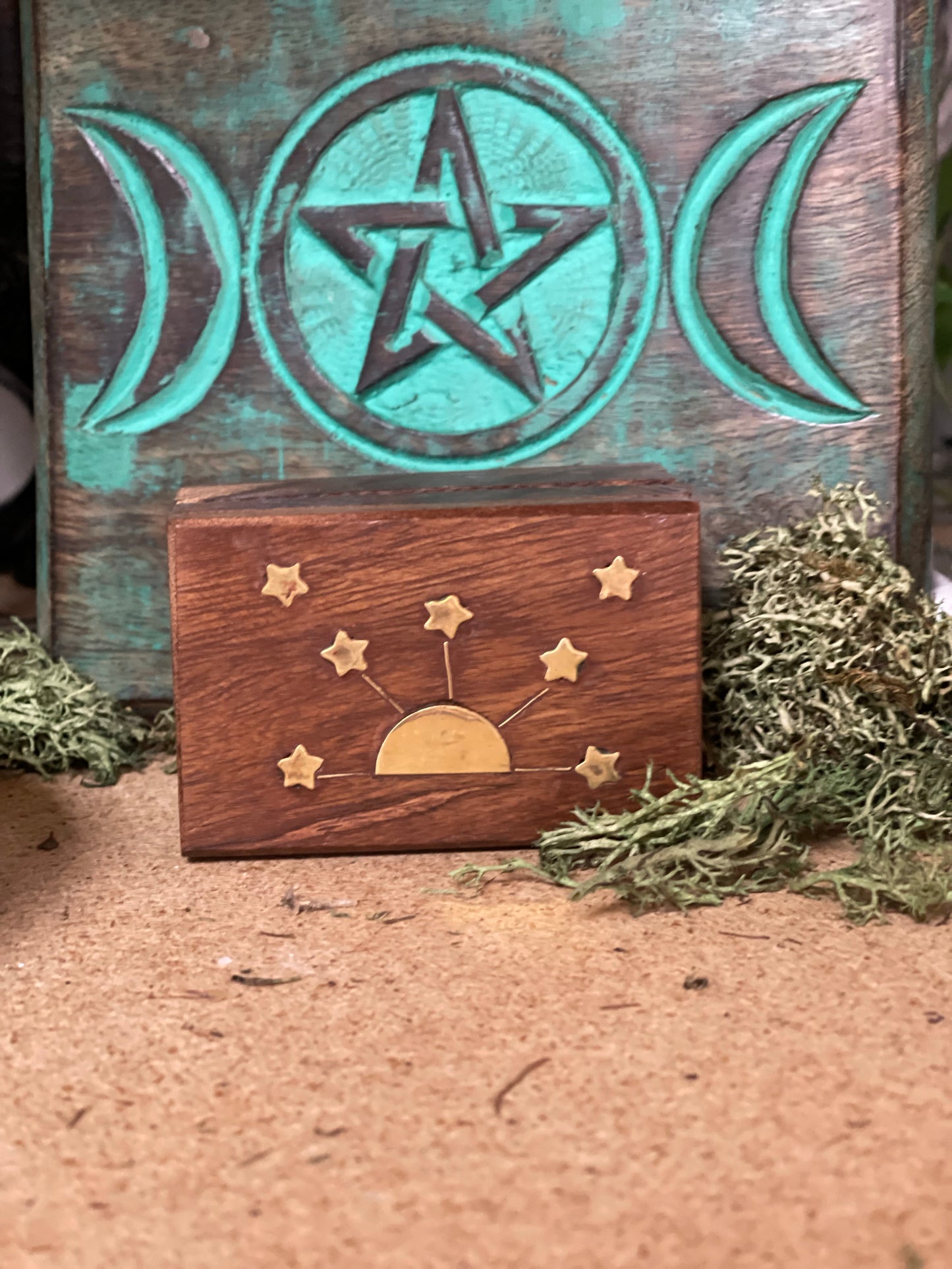 Celestial Wood Box with Brass Inlay - Various