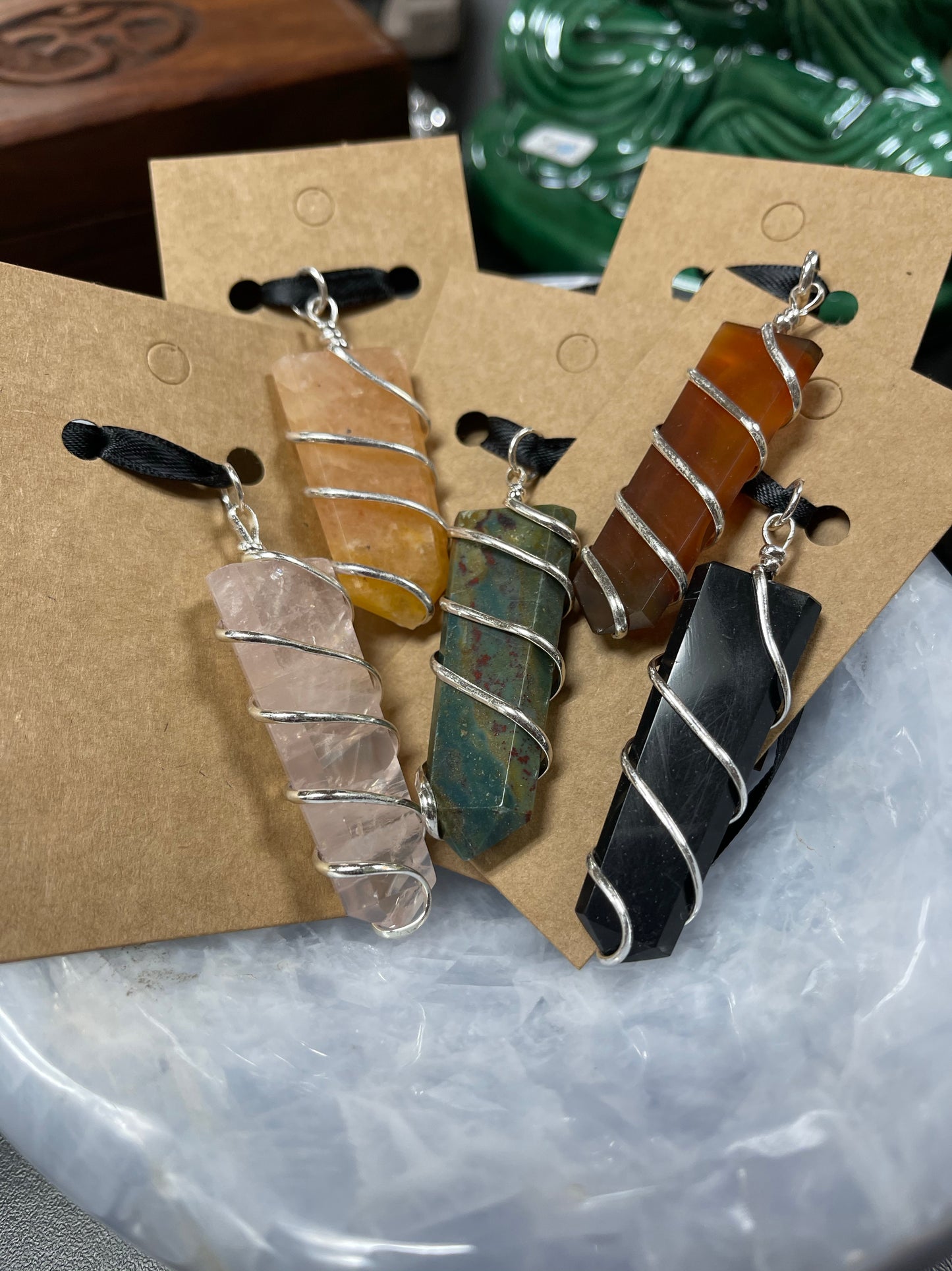 Flat Wire wrapped Gemstone pendant - Tree Of Life Shoppe