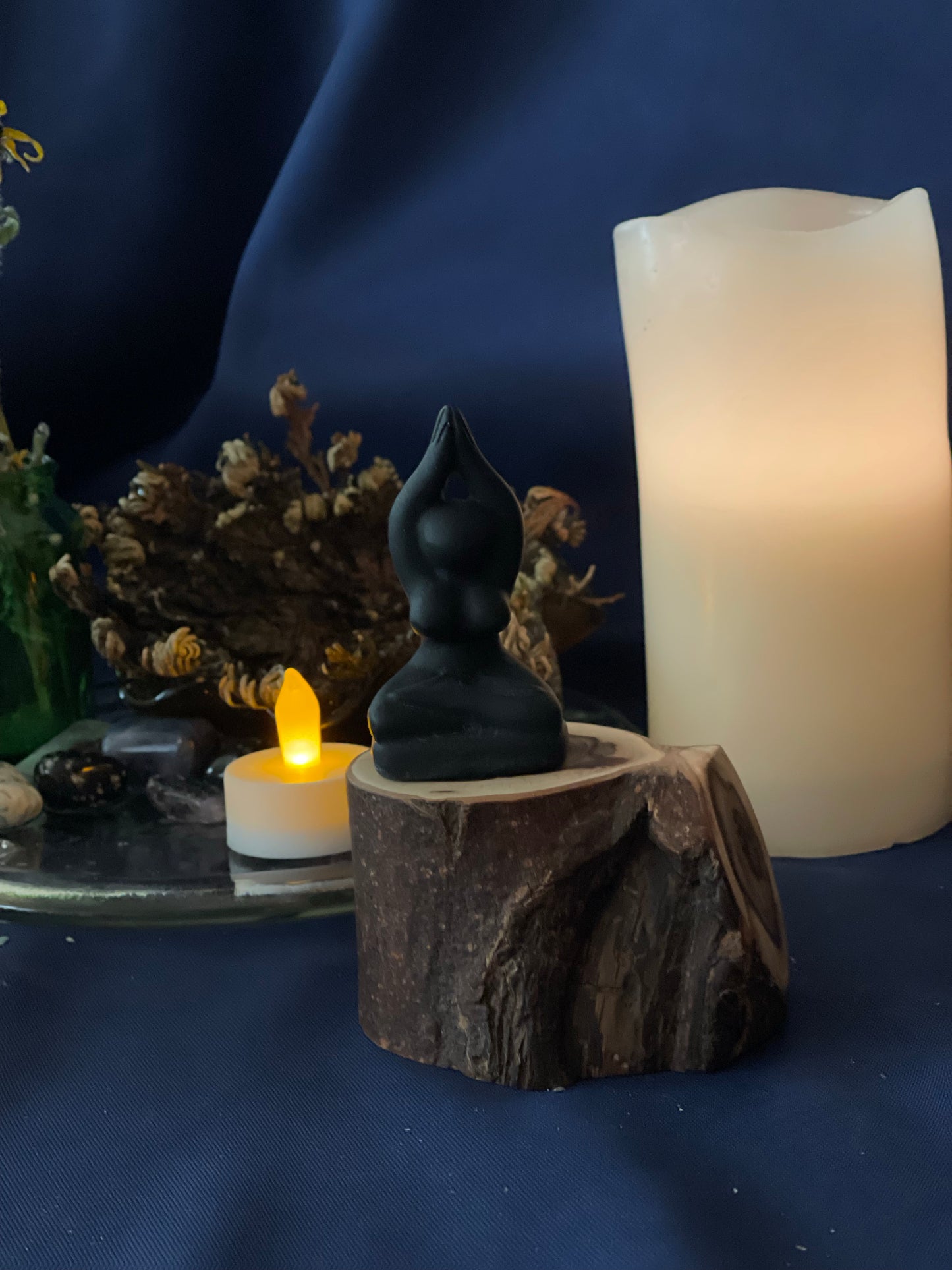 Carved Obsidian, Matte Finish, Goddess Statue