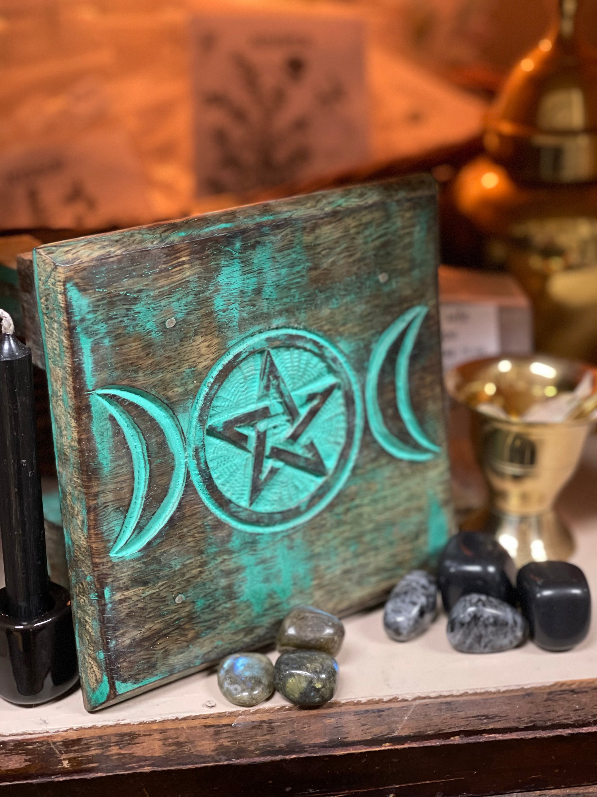Antiqued Triple Moon Altar Table - Tree Of Life Shoppe