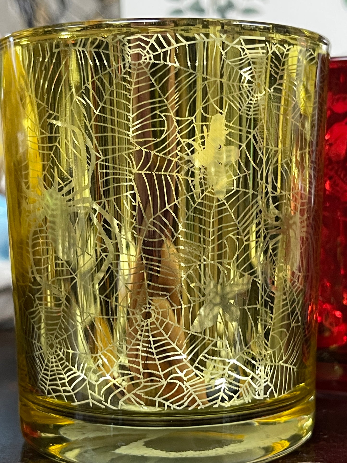 Votive Candle Holder - Sugar Skull & Spiderwebs