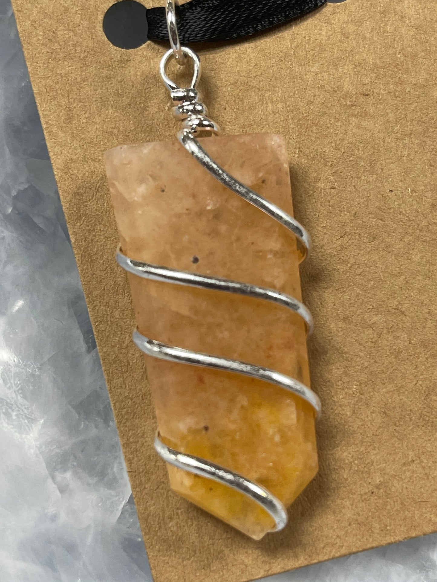 Flat Wire wrapped Gemstone pendant - Tree Of Life Shoppe