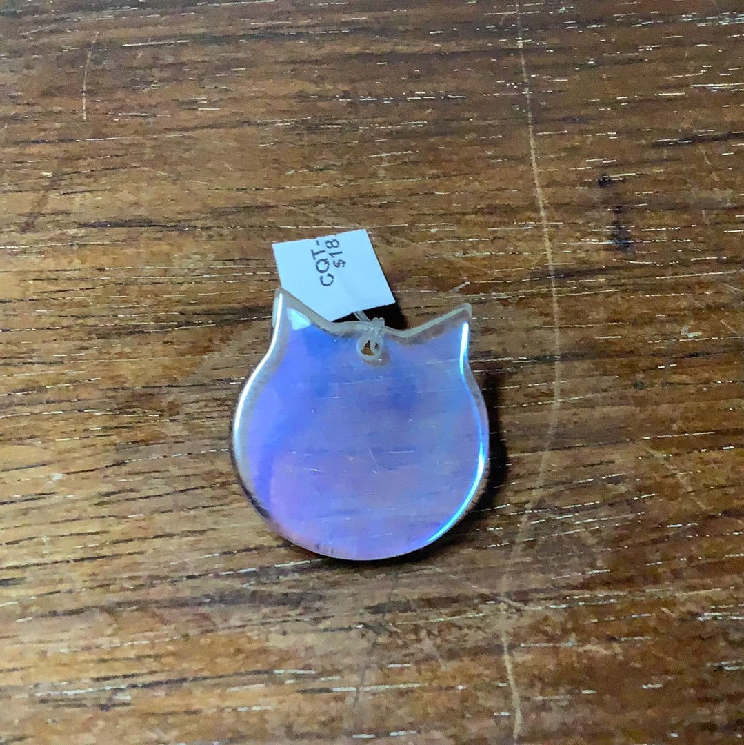 Crystal Quartz Titanium Coated Cat Pendent