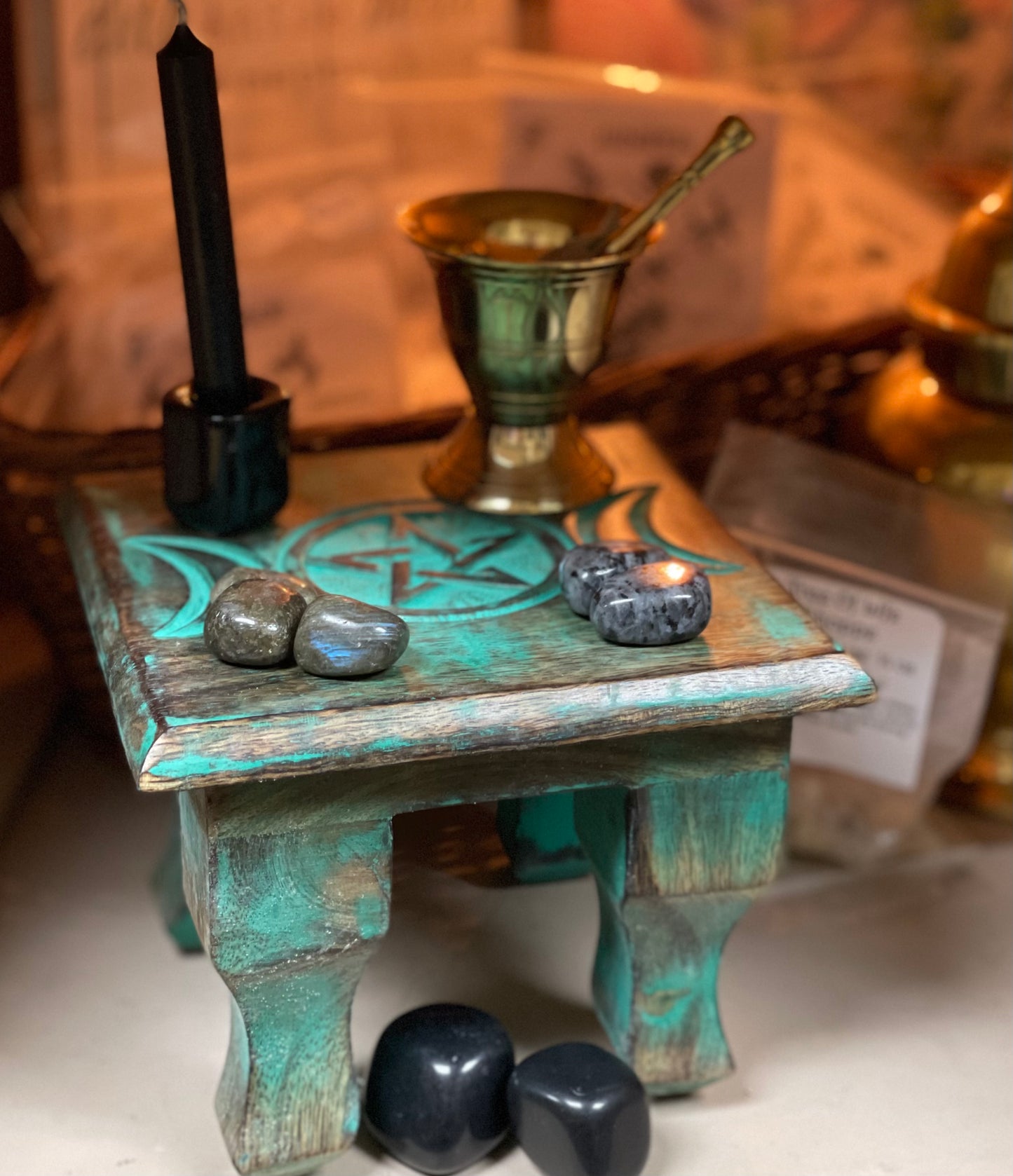 Antiqued Triple Moon Altar Table - Tree Of Life Shoppe