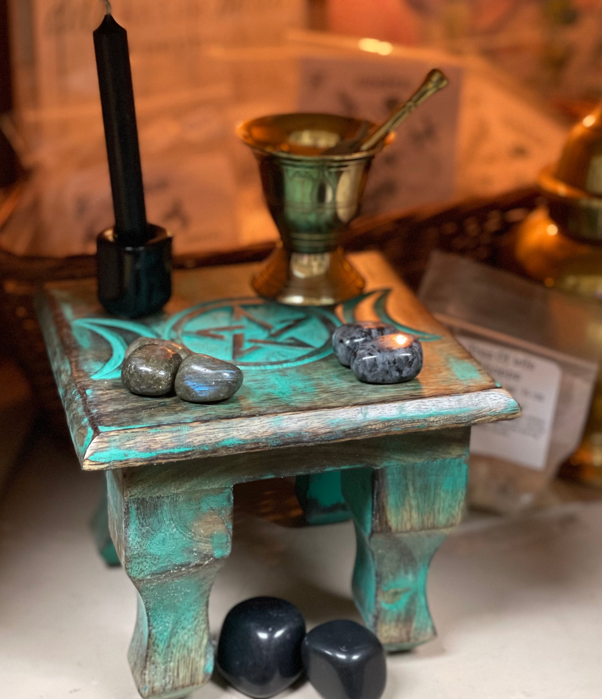 Antiqued Triple Moon Altar Table - Tree Of Life Shoppe