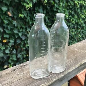 Vintage Glass Baby Bottles - 7" 8 oz