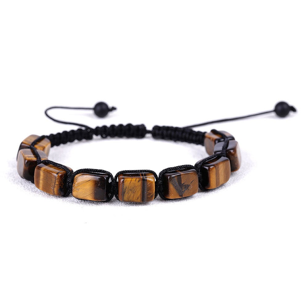 Tiger Eye Cube Bead Adjustable Bracelet / Anklet