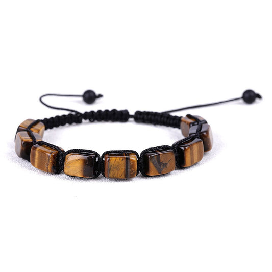 Tiger Eye Cube Bead Adjustable Bracelet / Anklet