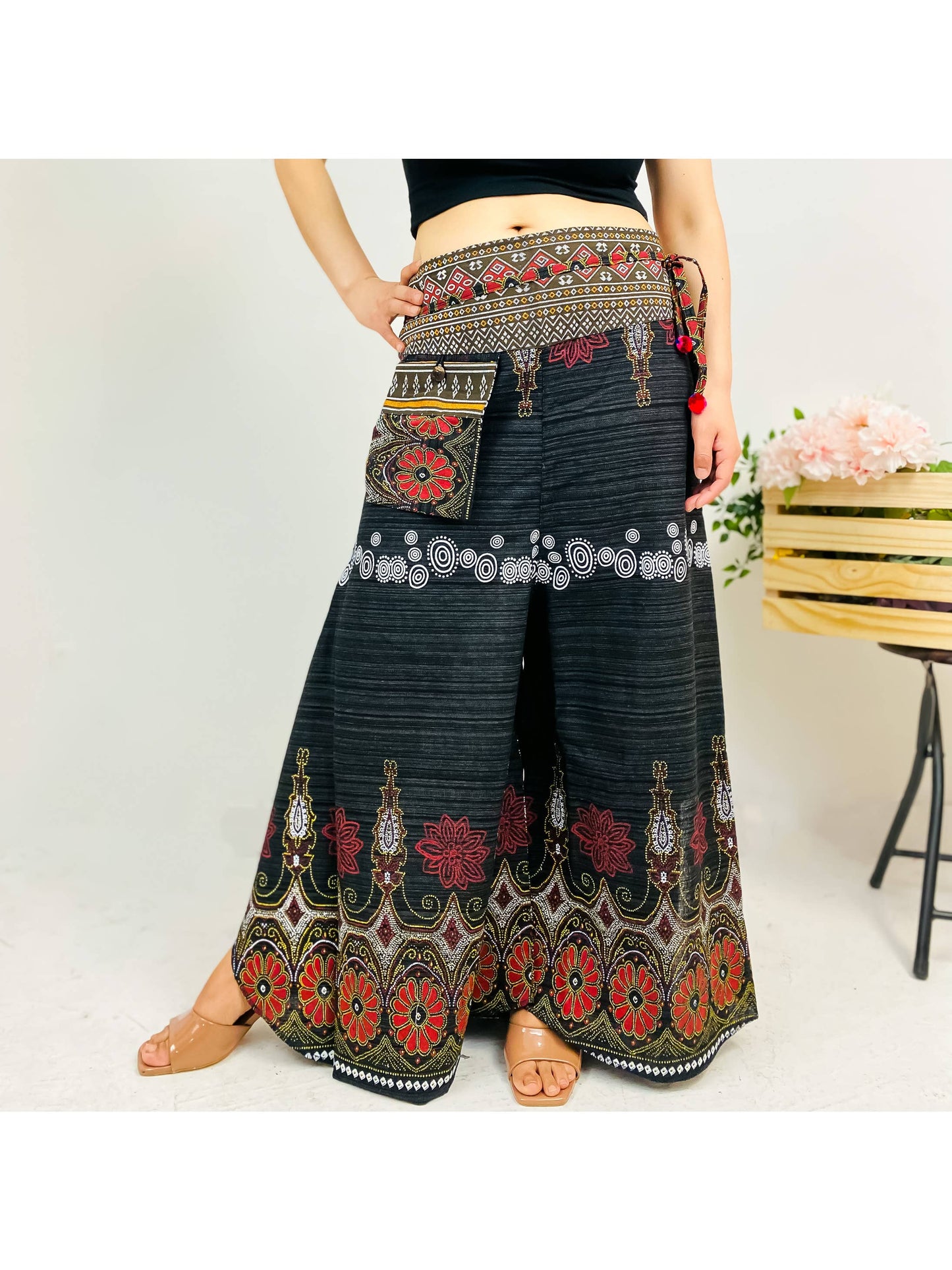 Cotton Wide Leg Palazzo Boho Pant