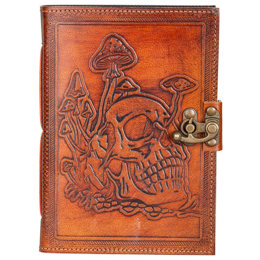 Mushrooms and Skull Leather Journal