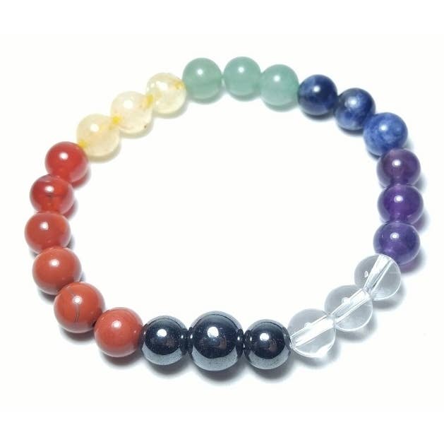 Chakras Gemstone Mala Guru Bead Bracelet