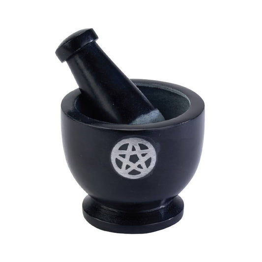 Pentacle Black Soapstone Morter & Pestle 3"