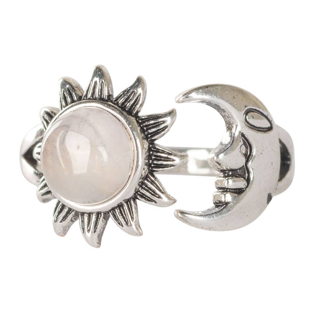 Rose Quartz Sun & Moon Adjustable Ring