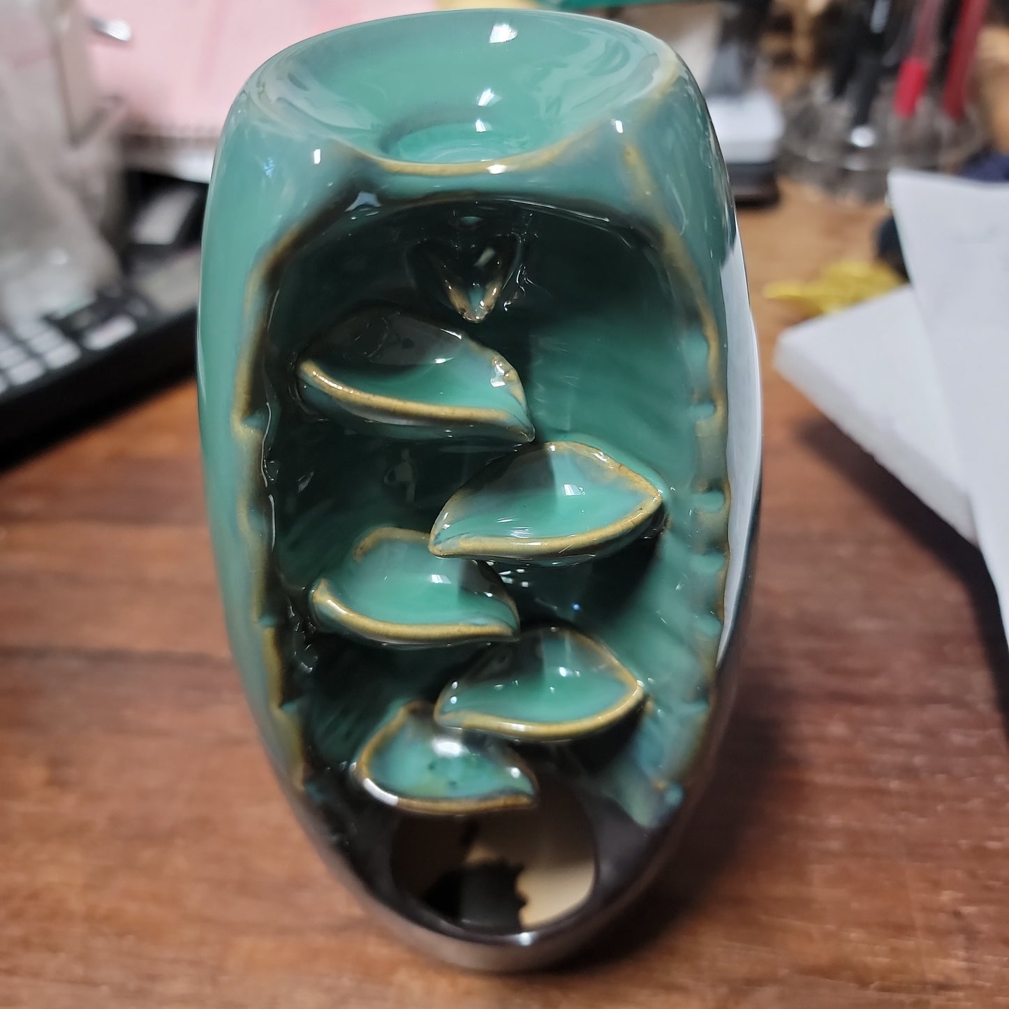 Ceramic Blue/Green back Flow Incense Burner