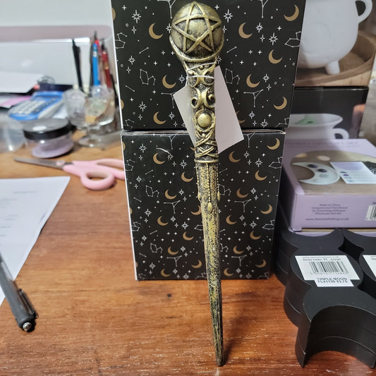 Pentagram Wand Bronze Color