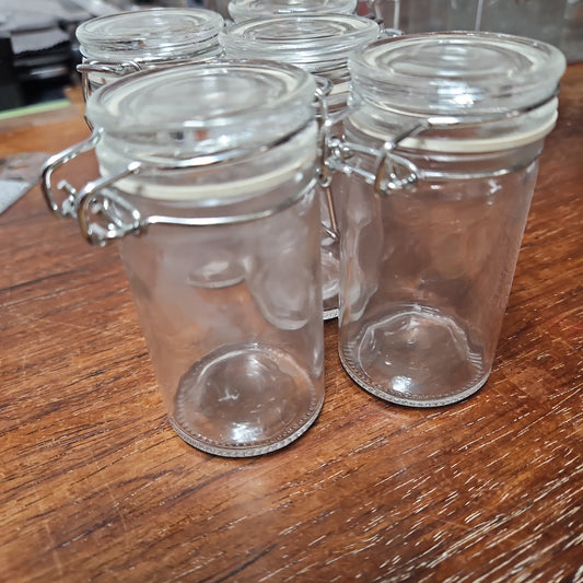 Glass Jar with Hinged Stopper Apothecary Herb Jar 3" Tall X 2