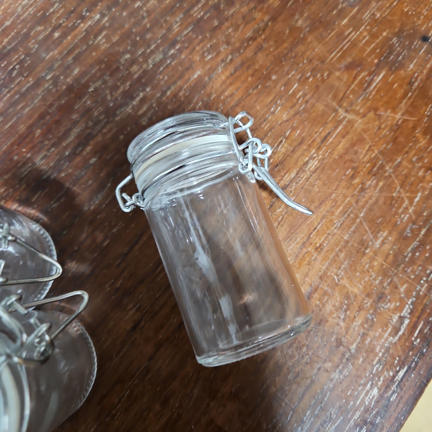 Glass Jar with Hinged Stopper Apothecary Herb Jar 3" Tall X 2