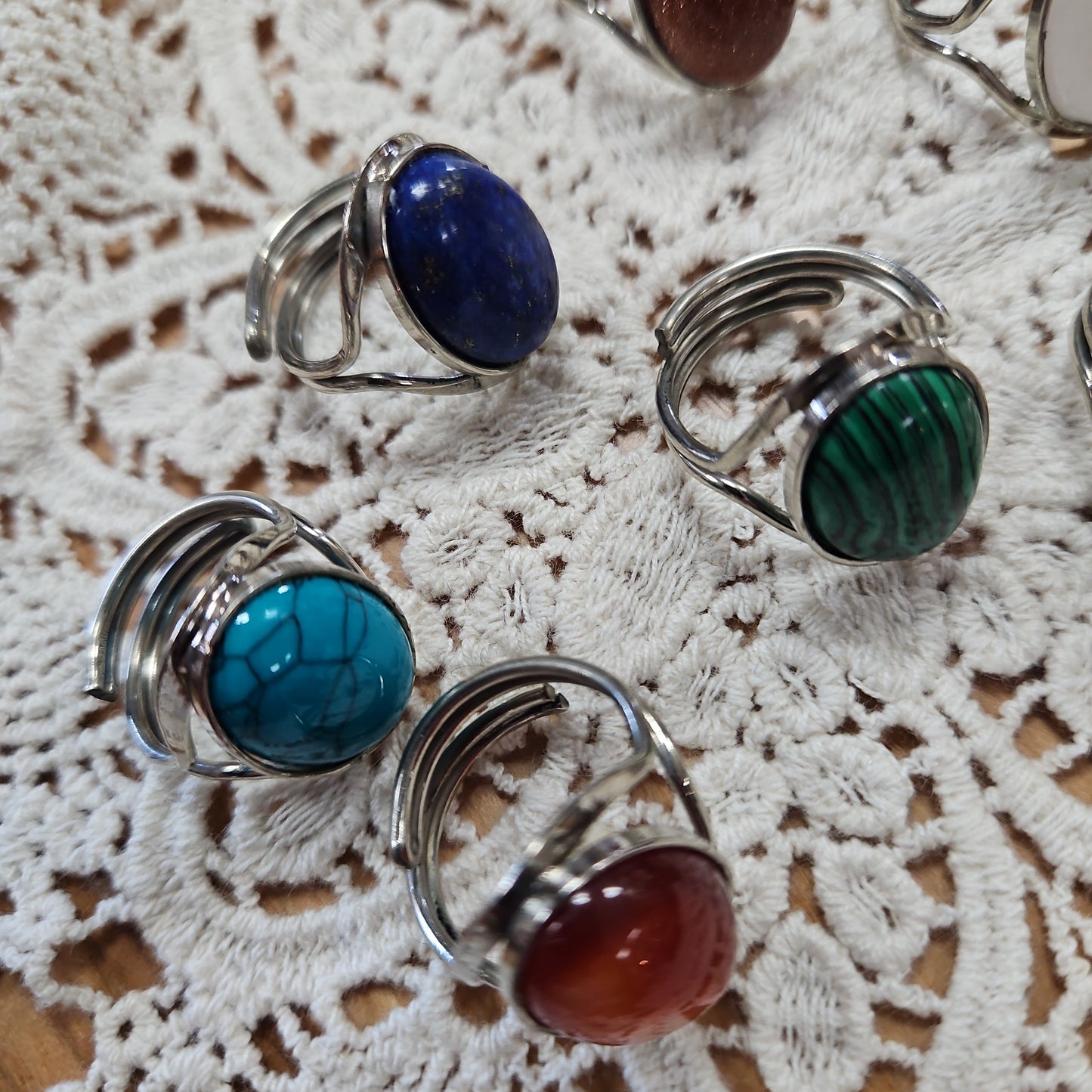 Boho Gemstone Rings - Band Adjustable