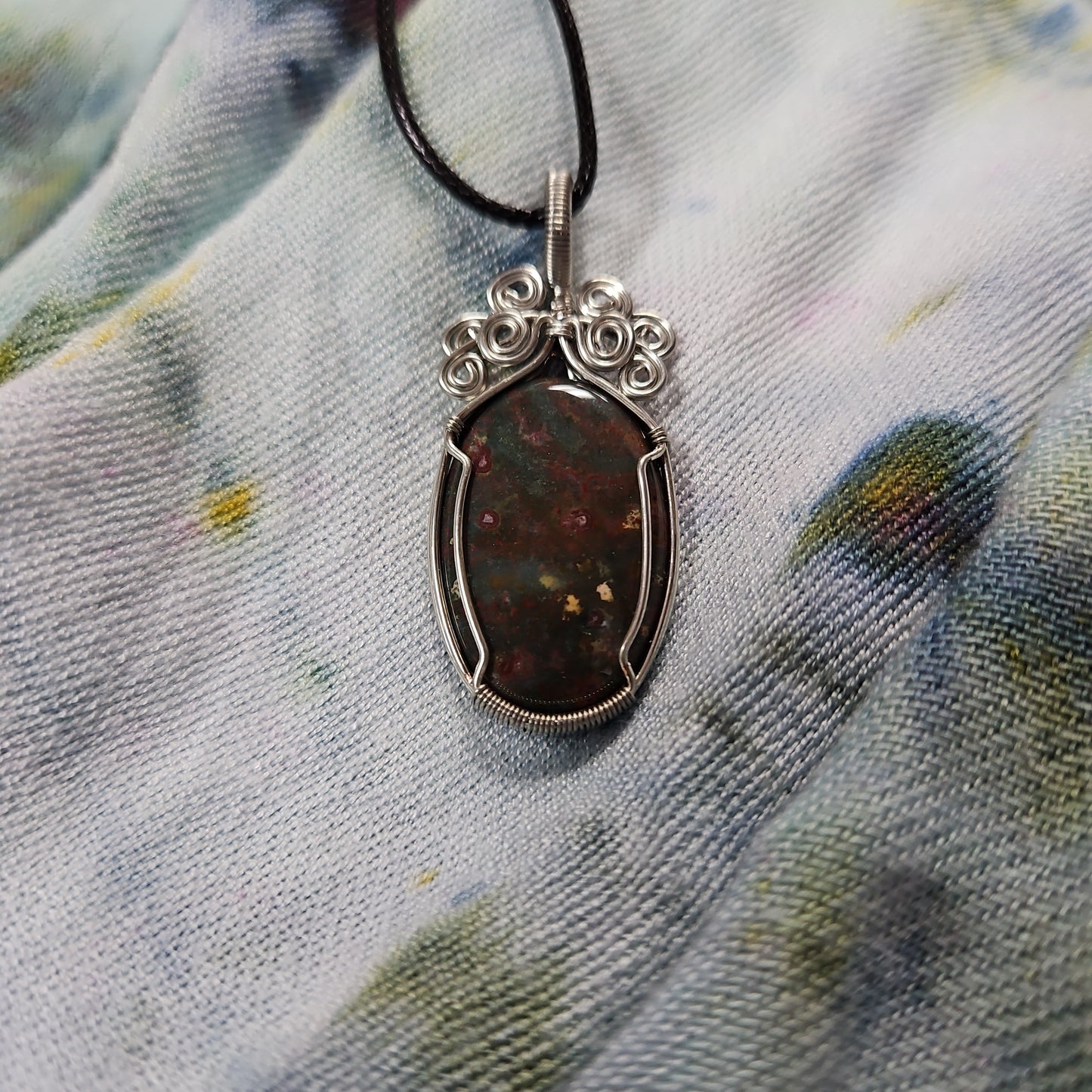 Wire Wrapped Bloodstone Necklace