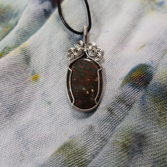Wire Wrapped Bloodstone Necklace
