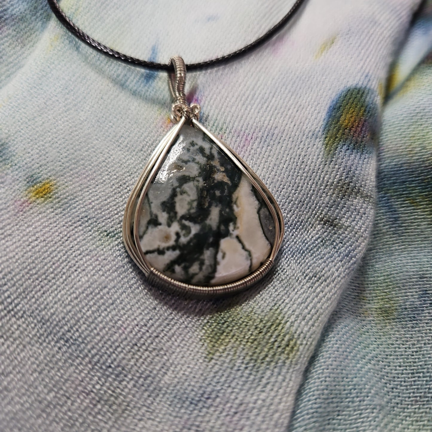 Wire Wrapped Moss Agate Necklace